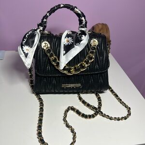 Aldo Black Quilted Handbag with Gold Chain